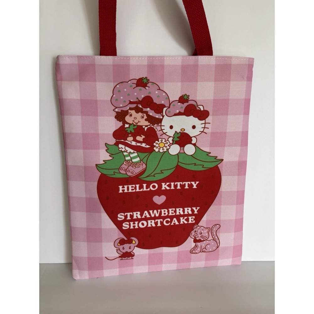 Strawberry Shortcake X Hello Kitty Zipper Tote Bag 15.5" X 13" NEW